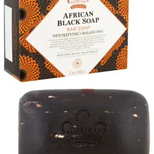 Nubian Heritage African Black Soap with Oats, Aloe & Vitamin E – 5oz