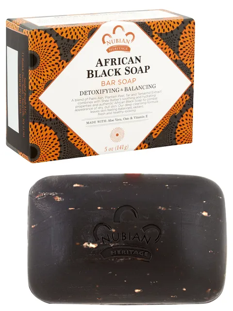Nubian Heritage African Black Soap with Oats, Aloe & Vitamin E – 5oz